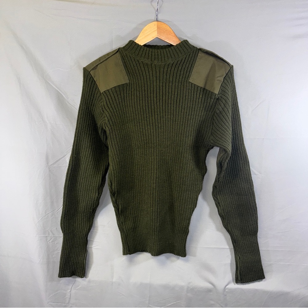 Vintage US Military Service Sweater Mens 40 Olive Wool Commando Epaulettes 00s